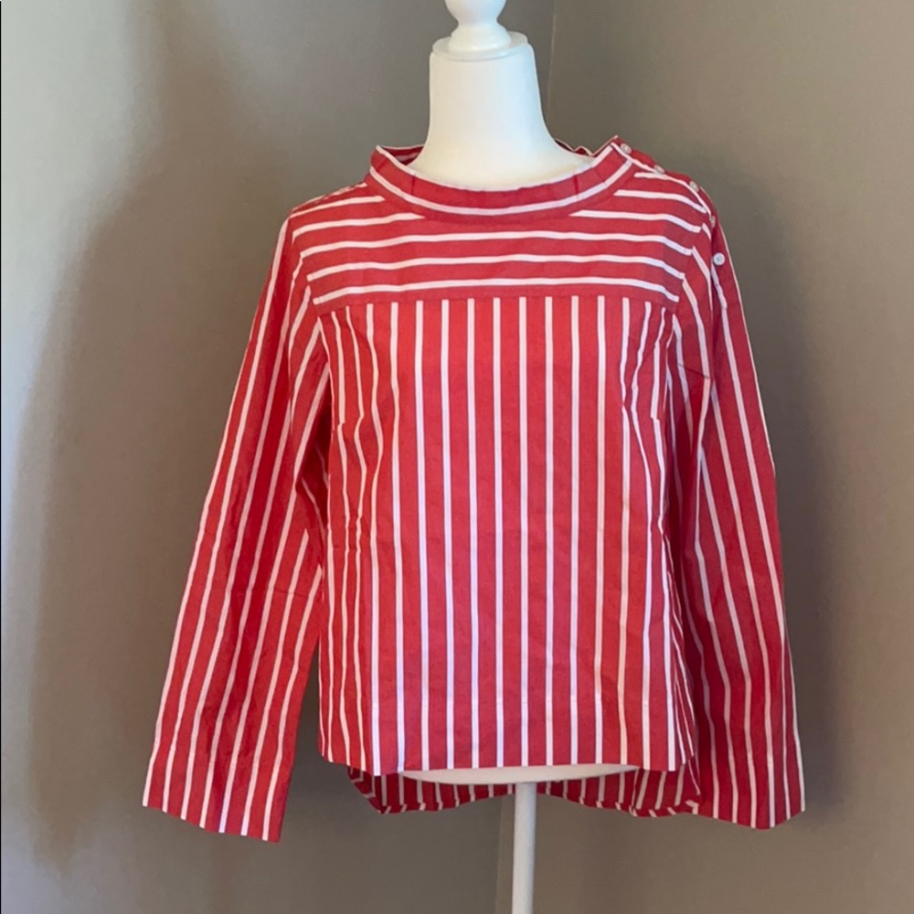 NWT JCREW RED AND WHITE SHIRT Size6